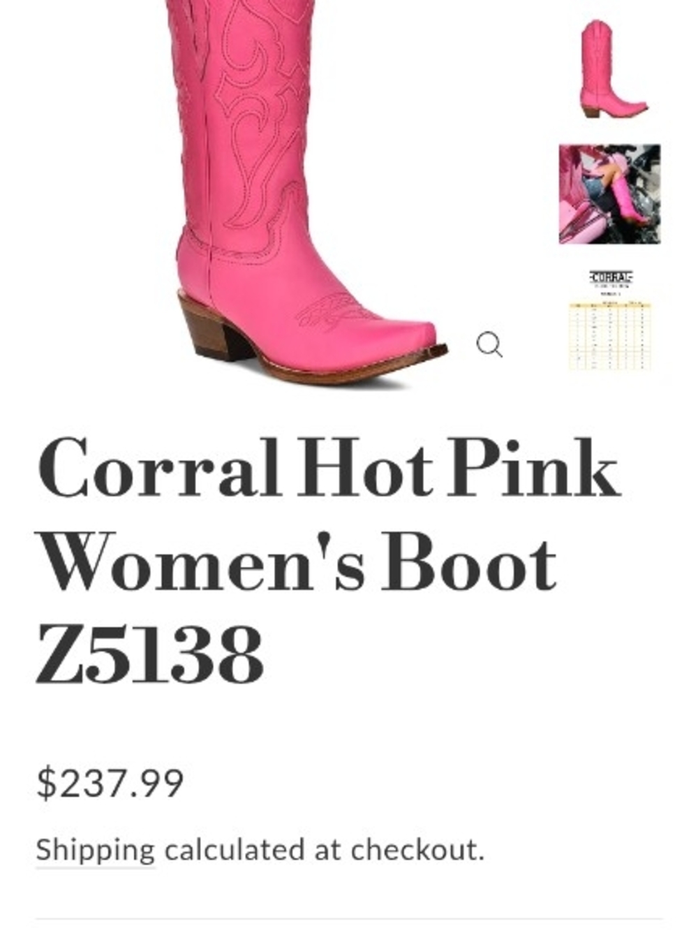 Corral Hot Pink Western Cowboy Boots Worn Once 10 Gorgeous! - Picture 5 of 16